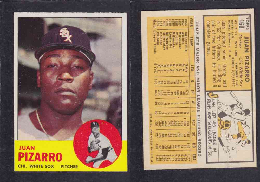 1963  TOPPS BASEBALL CARD  #160  J. PIZARRO photo