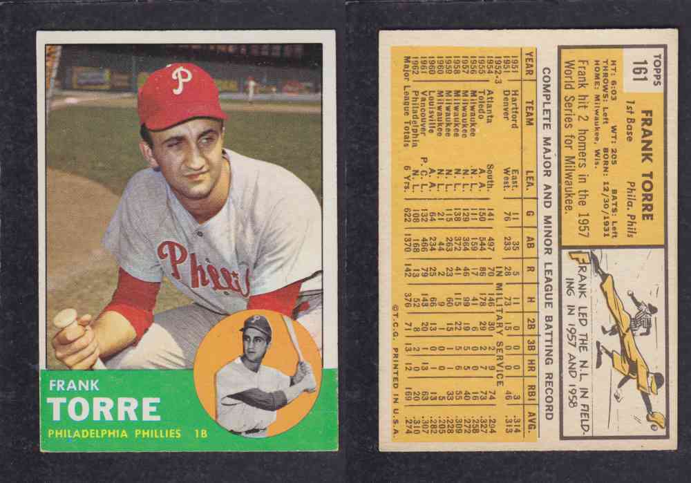 1963  TOPPS BASEBALL CARD  #161  F. TORRE photo