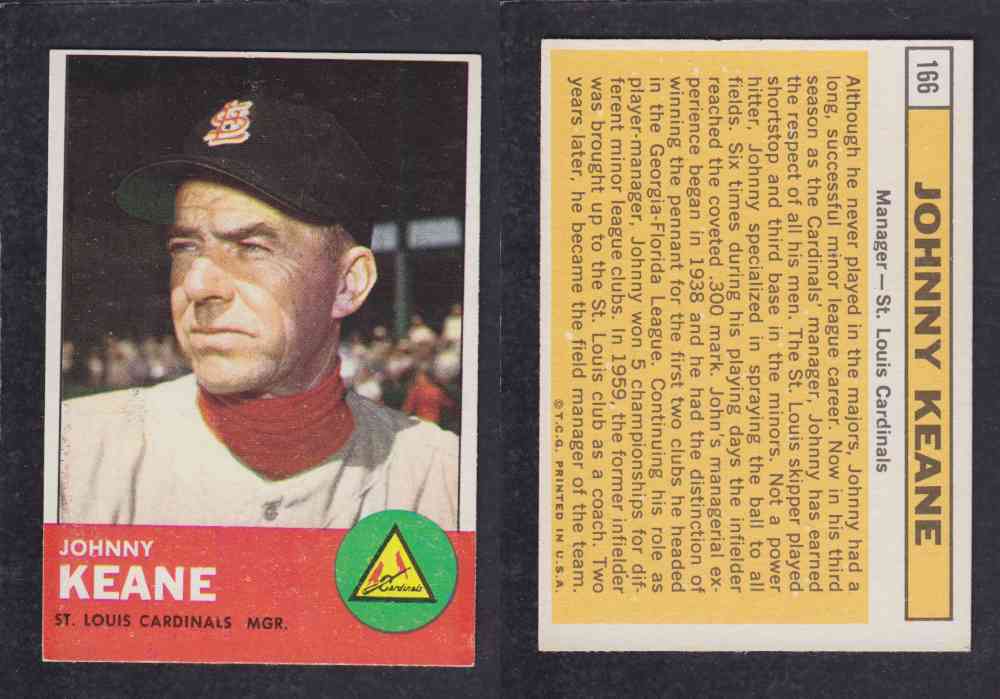 1963 TOPPS BASEBALL CARD #166 J. KEANE photo 1963 TOPPS BASEBALL CARD #166 J. KEANE photo