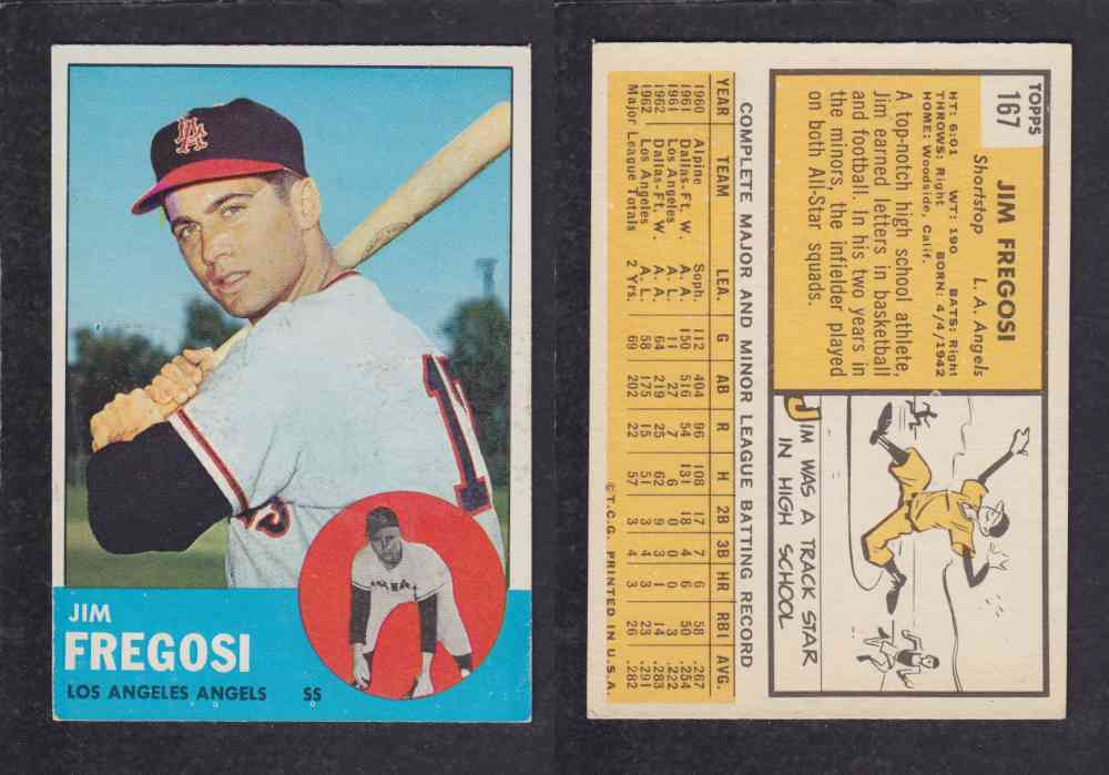 1963 TOPPS BASEBALL CARD #167 J. FREGOSI photo 1963 TOPPS BASEBALL CARD #167 J. FREGOSI photo
