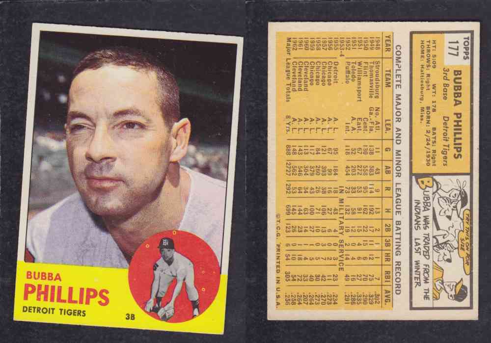 1963 TOPPS BASEBALL CARD #177 B. PHILLIPS photo 1963 TOPPS BASEBALL CARD #177 B. PHILLIPS photo