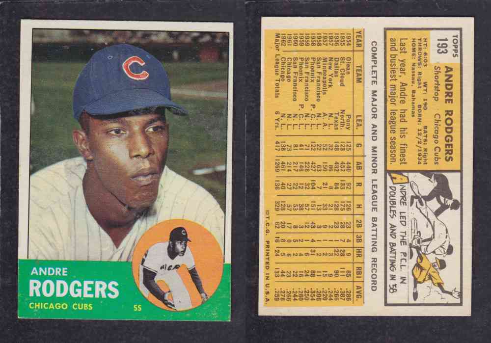 1963 TOPPS BASEBALL CARD #193 A. RODGERS photo 1963 TOPPS BASEBALL CARD #193 A. RODGERS photo