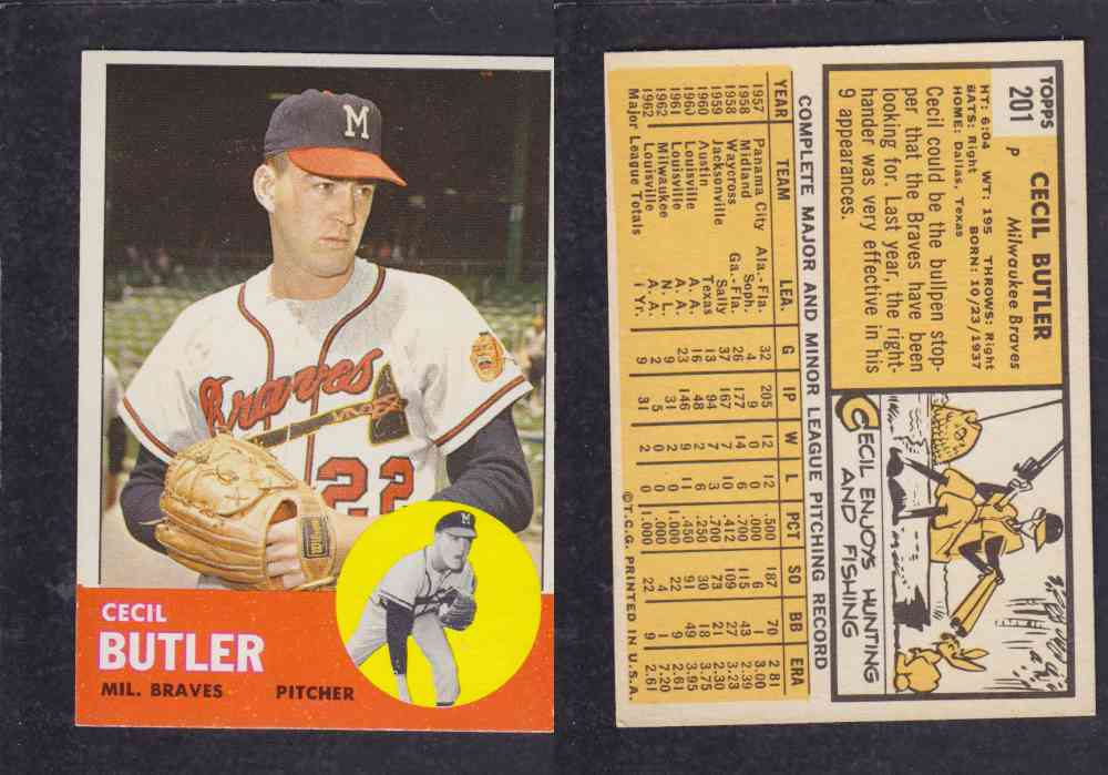 1963 TOPPS BASEBALL CARD #201 C. BUTLER photo 1963 TOPPS BASEBALL CARD #201 C. BUTLER photo