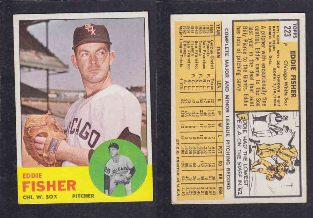 1963  TOPPS BASEBALL CARD  #223  E. FISHER photo