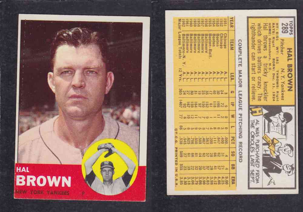 1963 TOPPS BASEBALL CARD #279 H. BROWN photo 1963 TOPPS BASEBALL CARD #279 H. BROWN photo