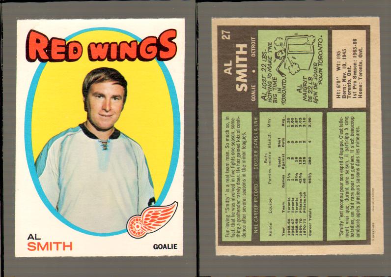 1971-72 O-PEE-CHEE HOCKEY CARD #27 A.SMITH photo 1971-72 O-PEE-CHEE HOCKEY CARD #27 A.SMITH photo