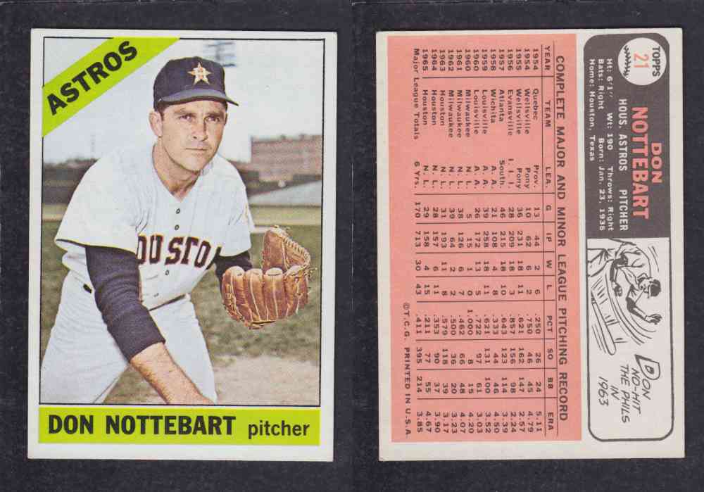 1966  TOPPS BASEBALL CARD  #21  D. NOTTEBART photo