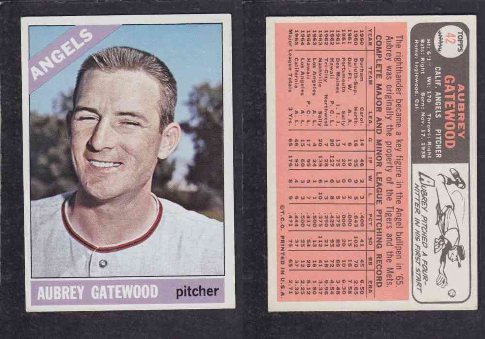 1966 TOPPS BASEBALL CARD #42 A. GATEWOOD photo 1966 TOPPS BASEBALL CARD #42 A. GATEWOOD photo