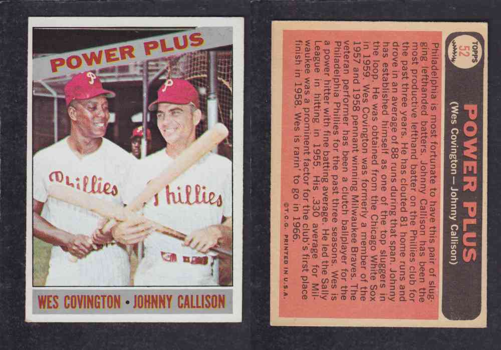 1966 TOPPS BASEBALL CARD #52 POWER PLUS photo 1966 TOPPS BASEBALL CARD #52 POWER PLUS photo