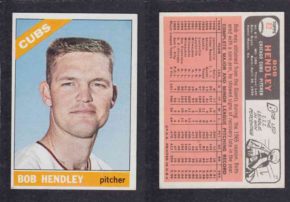 1966 TOPPS BASEBALL CARD #82 B. HENDLEY photo 1966 TOPPS BASEBALL CARD #82 B. HENDLEY photo