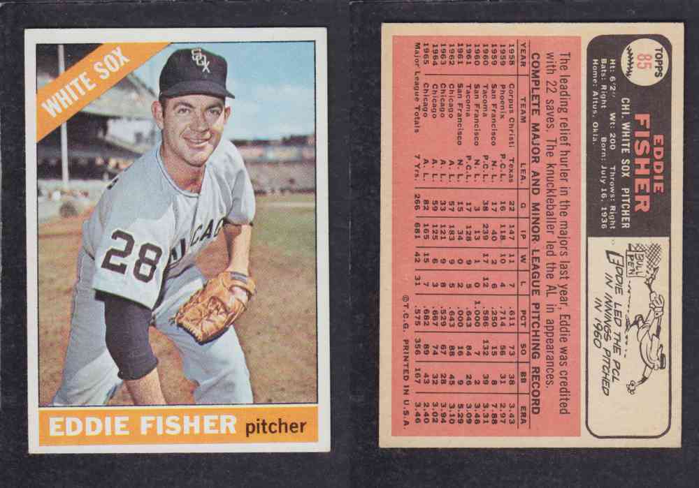 1966 TOPPS BASEBALL CARD #85 E. FISHER photo 1966 TOPPS BASEBALL CARD #85 E. FISHER photo