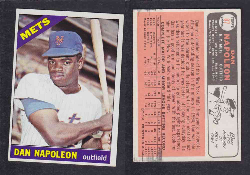 1966 TOPPS BASEBALL CARD #87 D. NAPOLEON photo 1966 TOPPS BASEBALL CARD #87 D. NAPOLEON photo