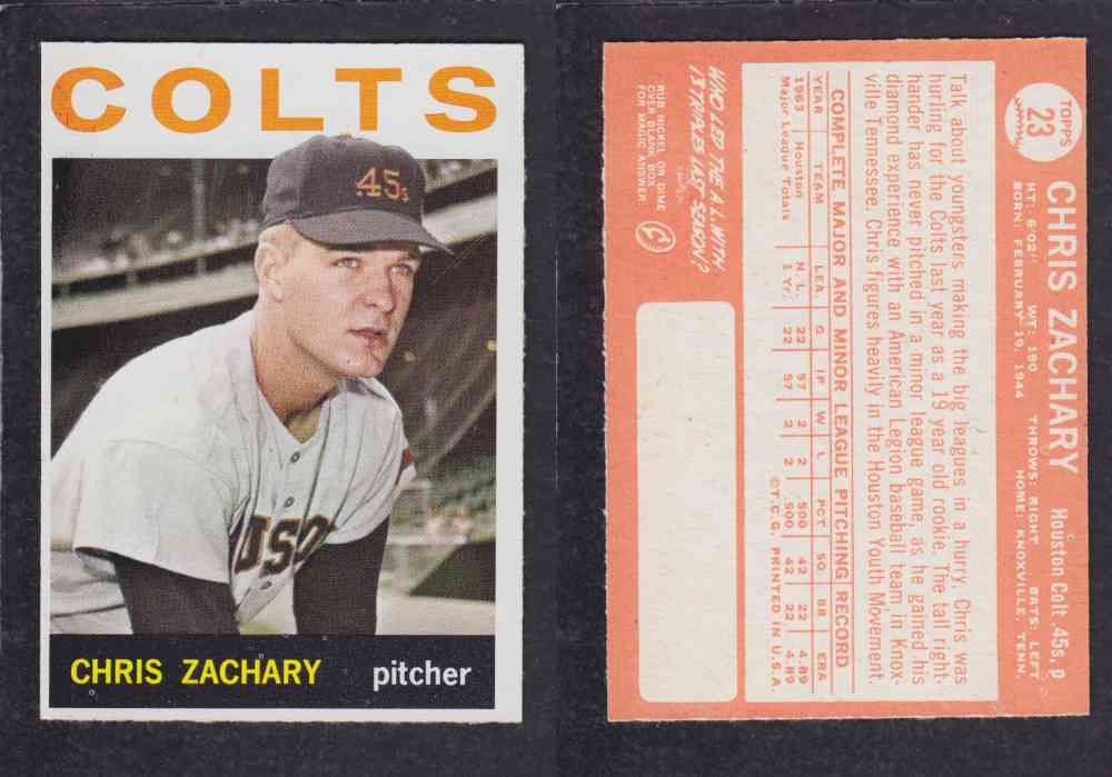 1964  TOPPS BASEBALL CARD  #23  C. ZACHARY photo