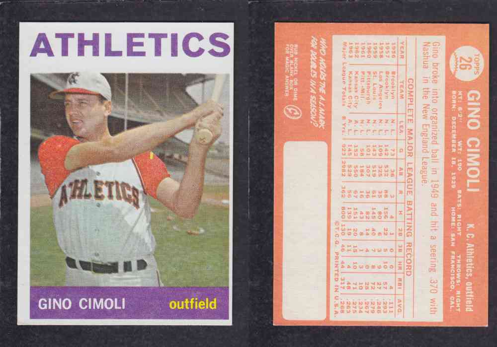 1964  TOPPS BASEBALL CARD  #26  G. CIMOLI photo