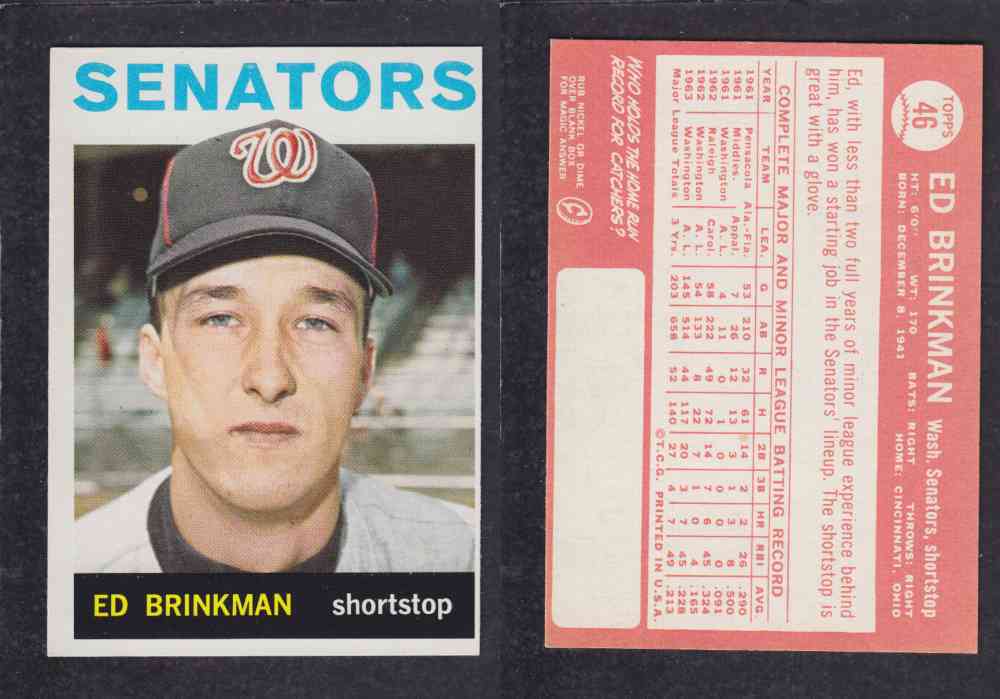 1964  TOPPS BASEBALL CARD  #46  E. BRINKMAN photo