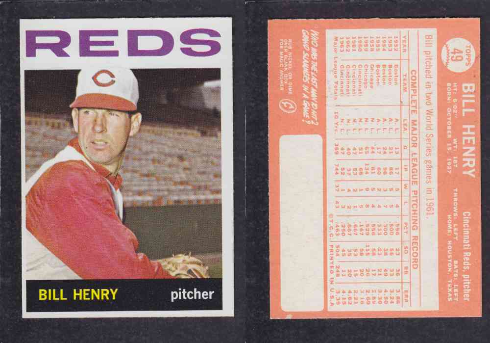1964 TOPPS BASEBALL CARD #49 B. HENRY photo 1964 TOPPS BASEBALL CARD #49 B. HENRY photo