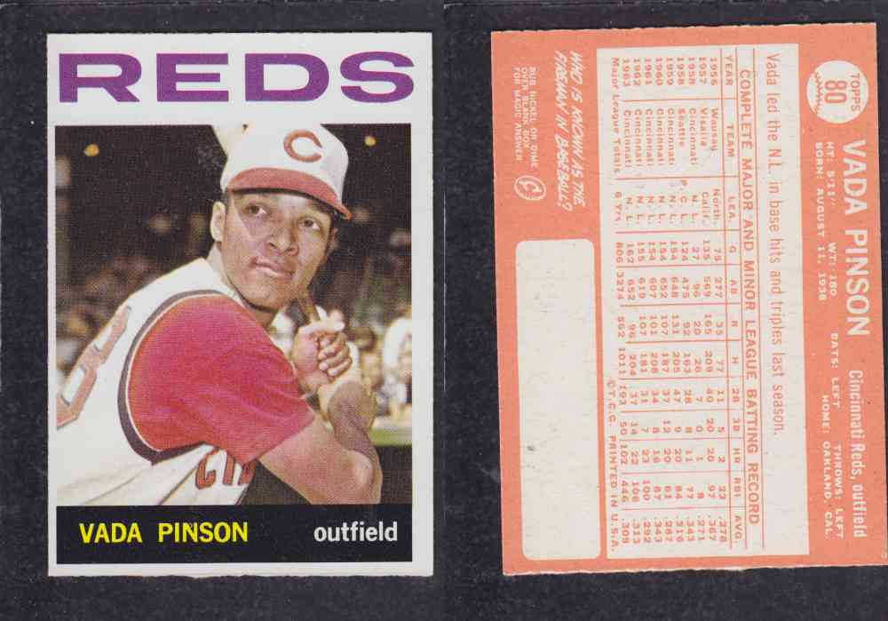 1964 TOPPS BASEBALL CARD #80 V. PINSON photo 1964 TOPPS BASEBALL CARD #80 V. PINSON photo