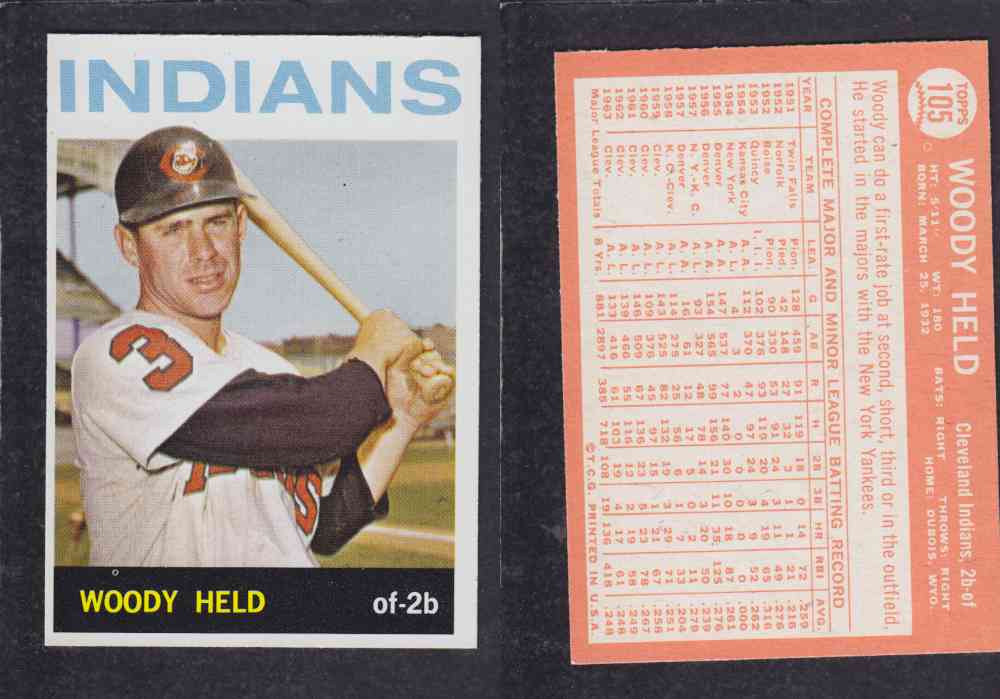 1964 TOPPS BASEBALL CARD #105 W. HELD photo 1964 TOPPS BASEBALL CARD #105 W. HELD photo