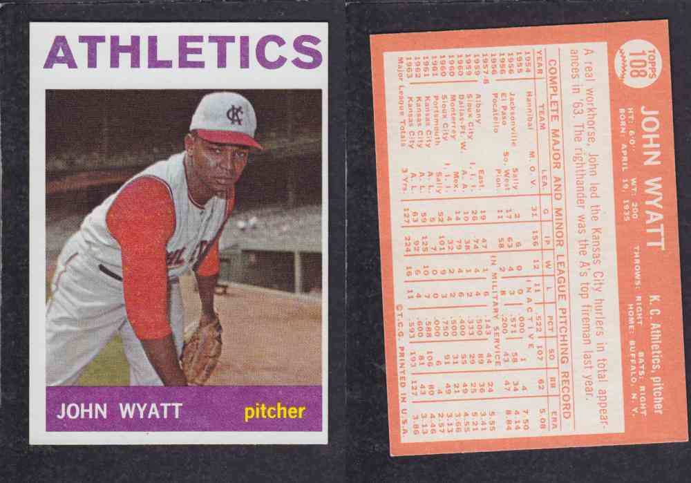 1964  TOPPS BASEBALL CARD  #108  J. WYATT photo