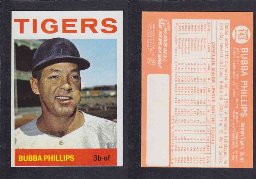 1964 TOPPS BASEBALL CARD #143 B. PHILLIPS photo 1964 TOPPS BASEBALL CARD #143 B. PHILLIPS photo