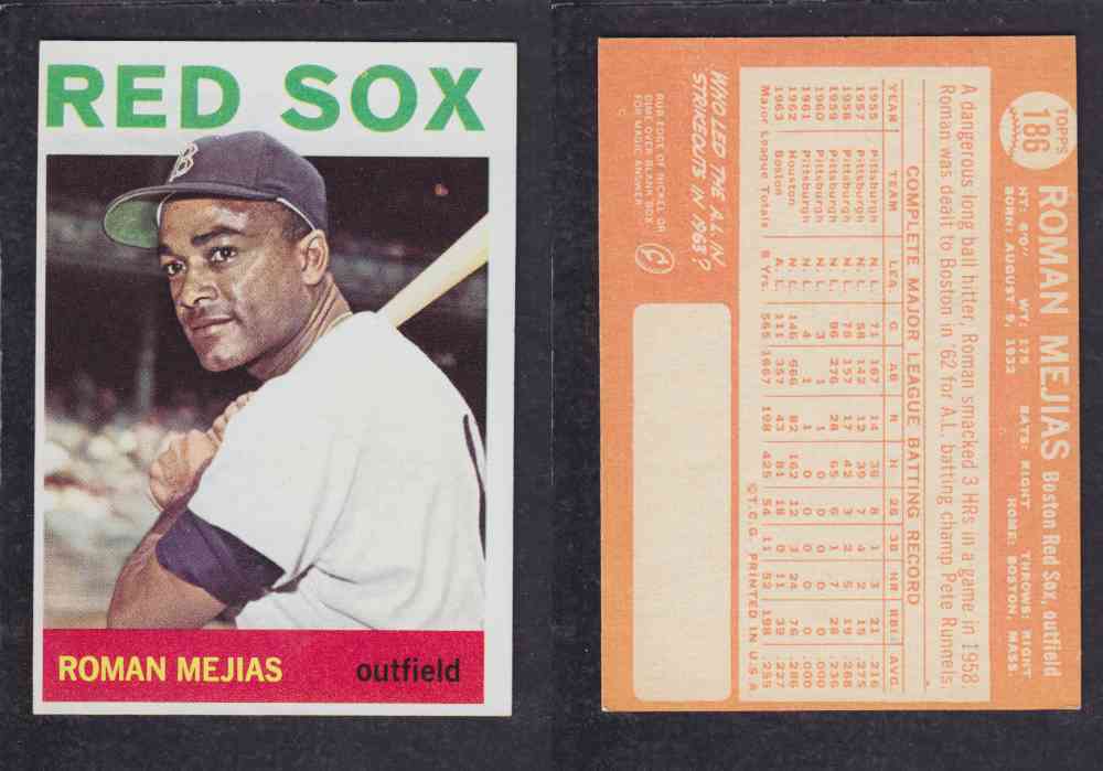 1964 TOPPS BASEBALL CARD #186 R. MEJIAS photo 1964 TOPPS BASEBALL CARD #186 R. MEJIAS photo