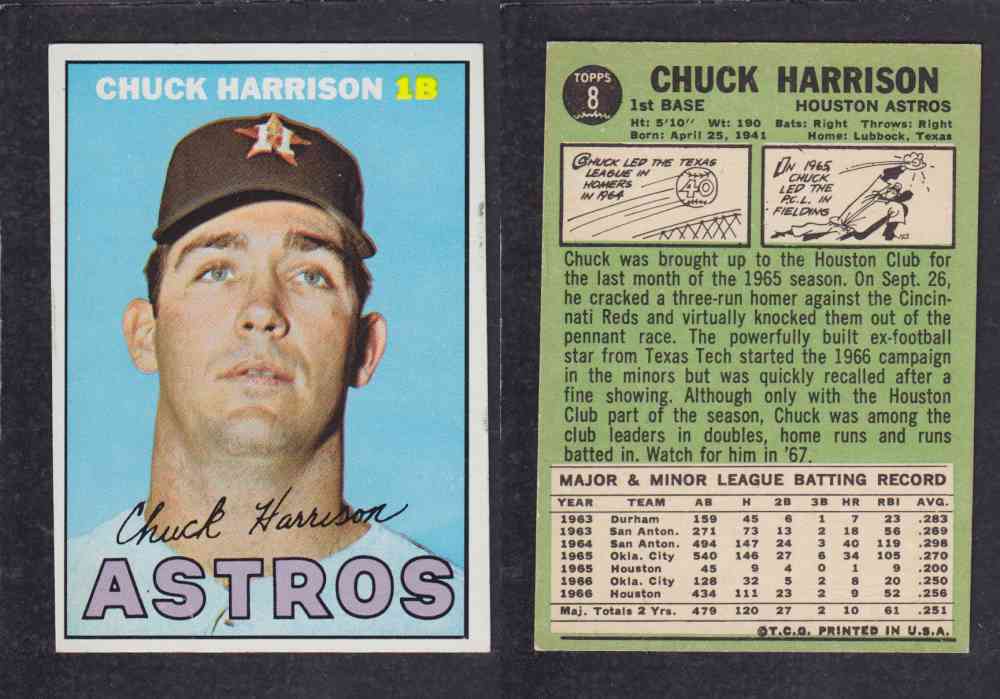 1967 TOPPS BASEBALL CARD #8 C. HARRISON photo 1967 TOPPS BASEBALL CARD #8 C. HARRISON photo