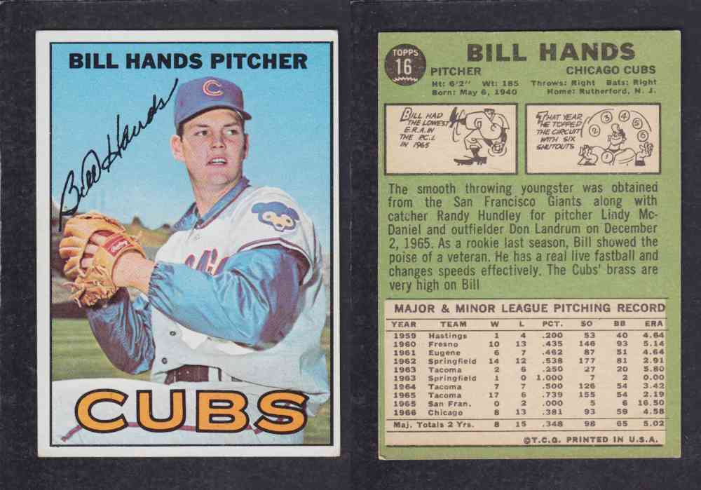1967 TOPPS BASEBALL CARD #16 B. HANDS photo 1967 TOPPS BASEBALL CARD #16 B. HANDS photo