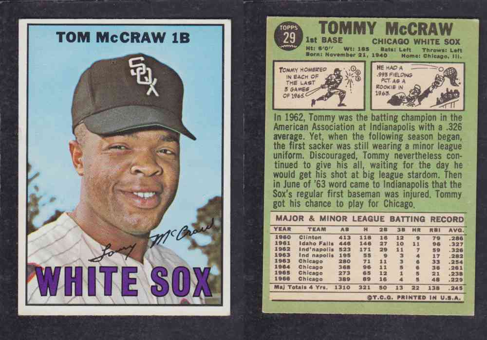 1967 TOPPS BASEBALL CARD #29 T. McCRAW photo 1967 TOPPS BASEBALL CARD #29 T. McCRAW photo
