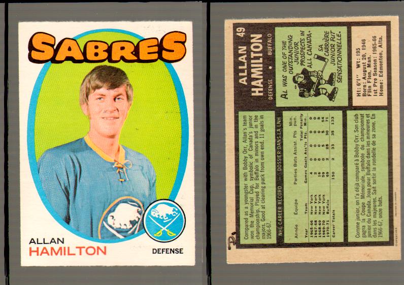 1971-72 O-PEE-CHEE HOCKEY CARD #49 A.HAMILTON photo 1971-72 O-PEE-CHEE HOCKEY CARD #49 A.HAMILTON photo