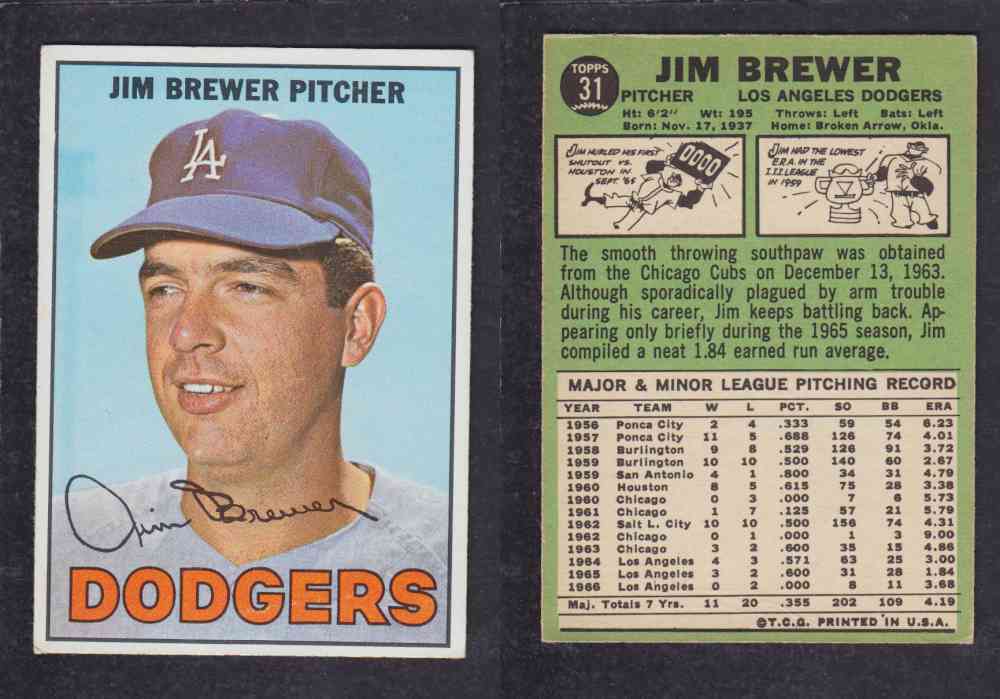 1967 TOPPS BASEBALL CARD #31 J. BREWER photo 1967 TOPPS BASEBALL CARD #31 J. BREWER photo