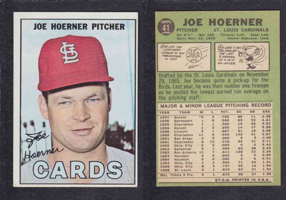 1967 TOPPS BASEBALL CARD #41 J. HOERNER photo 1967 TOPPS BASEBALL CARD #41 J. HOERNER photo
