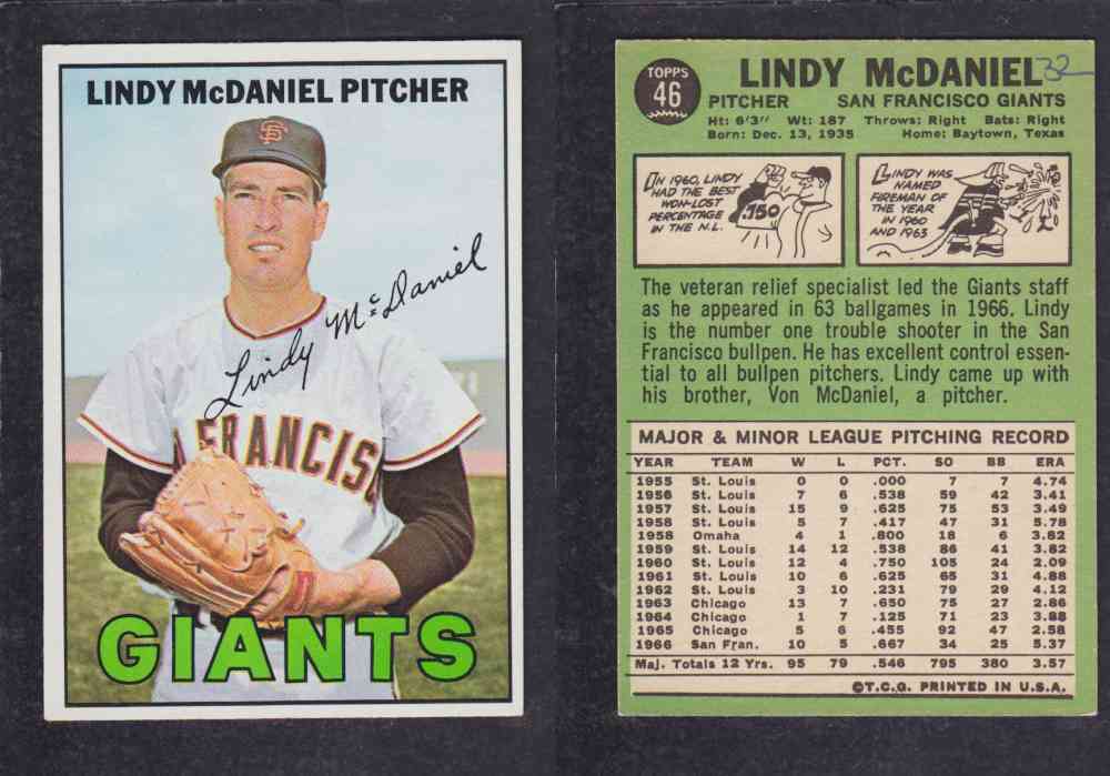 1967 TOPPS BASEBALL CARD #46 L. McDANIEL photo 1967 TOPPS BASEBALL CARD #46 L. McDANIEL photo