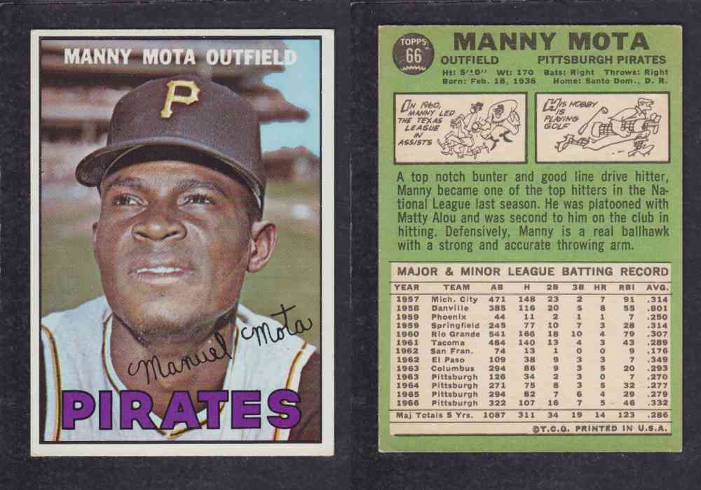 1967   TOPPS BASEBALL CARD  #66  M. MOTA photo