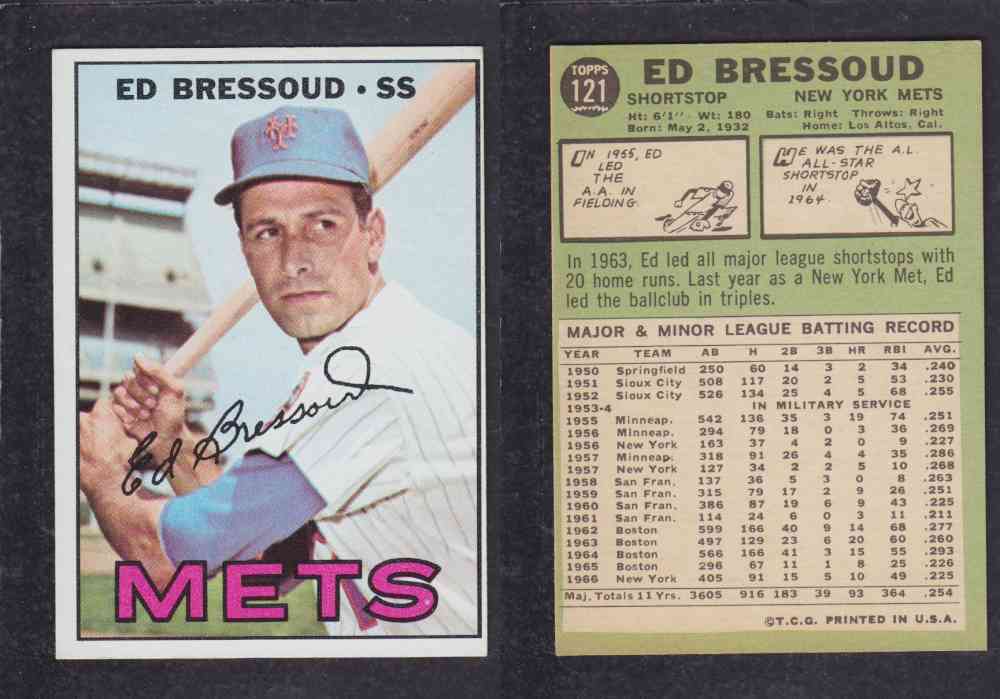 1967   TOPPS BASEBALL CARD  #121  E. BRESSOUD photo