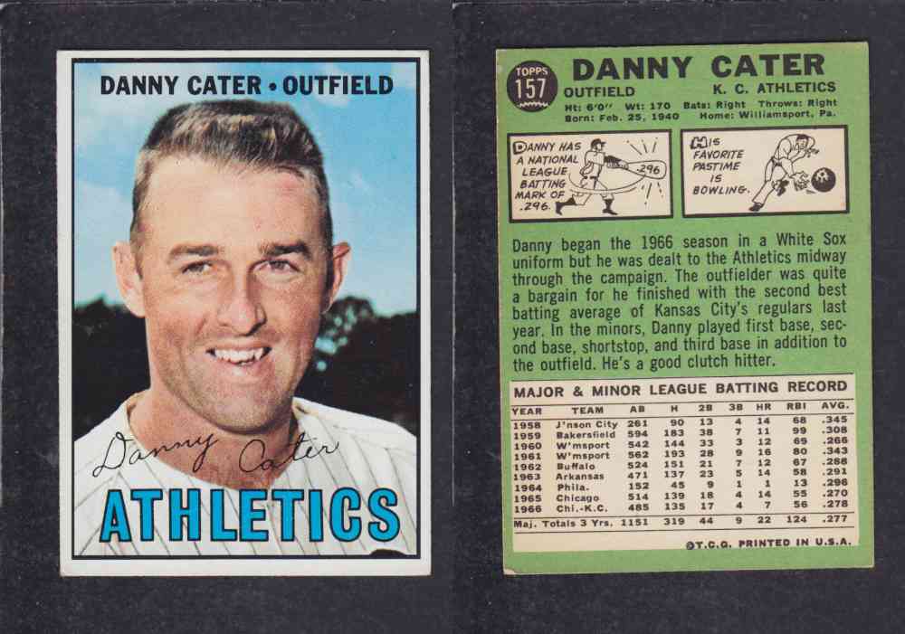 1967   TOPPS BASEBALL CARD  #157  D. CATER photo
