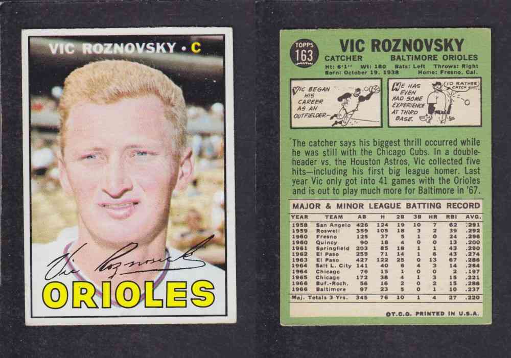 1967 TOPPS BASEBALL CARD #163 V. ROZNOVSKY photo 1967 TOPPS BASEBALL CARD #163 V. ROZNOVSKY photo