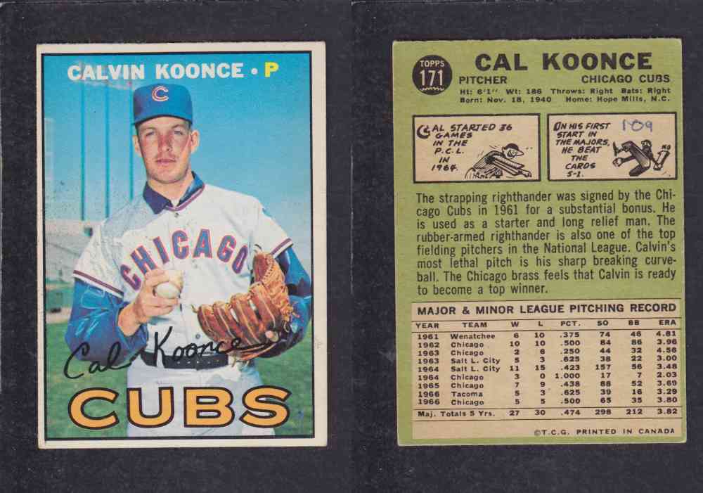 1967 TOPPS BASEBALL CARD #171 C. KOONCE photo 1967 TOPPS BASEBALL CARD #171 C. KOONCE photo