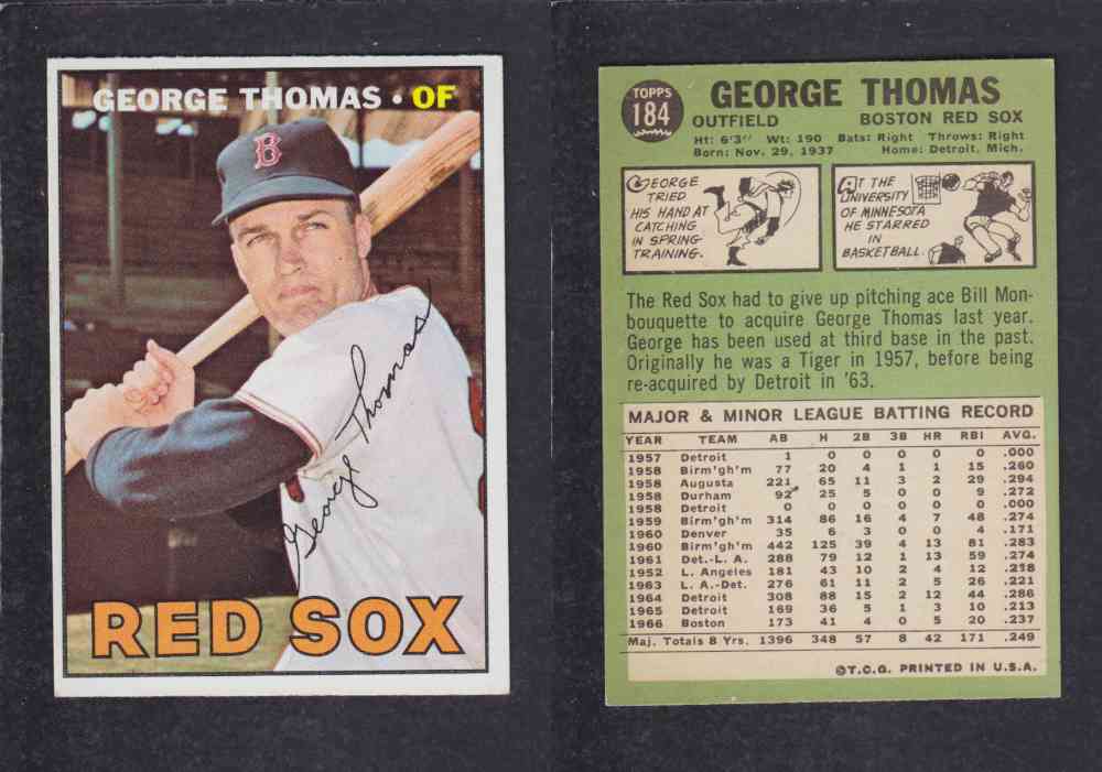 1967 TOPPS BASEBALL CARD #184 G. THOMAS photo 1967 TOPPS BASEBALL CARD #184 G. THOMAS photo