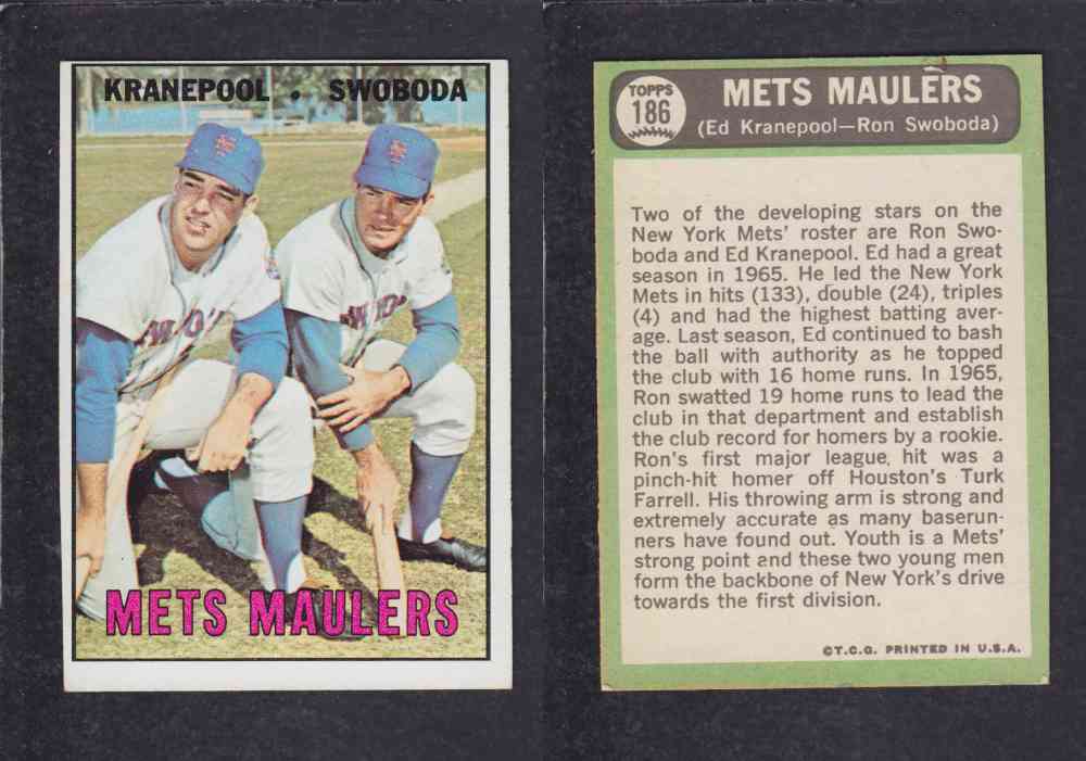 1967   TOPPS BASEBALL CARD  #186  METS MAULERS photo