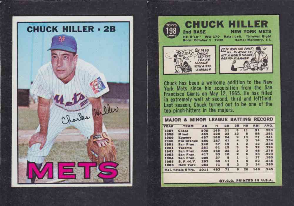 1967 TOPPS BASEBALL CARD #198 C. HILLER photo 1967 TOPPS BASEBALL CARD #198 C. HILLER photo