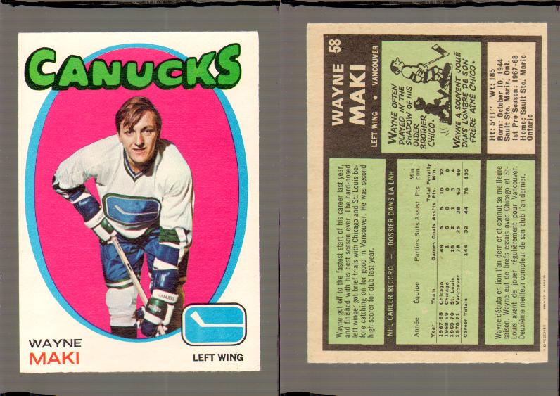 1971-72 O-PEE-CHEE HOCKEY CARD #58 W.MAKI photo