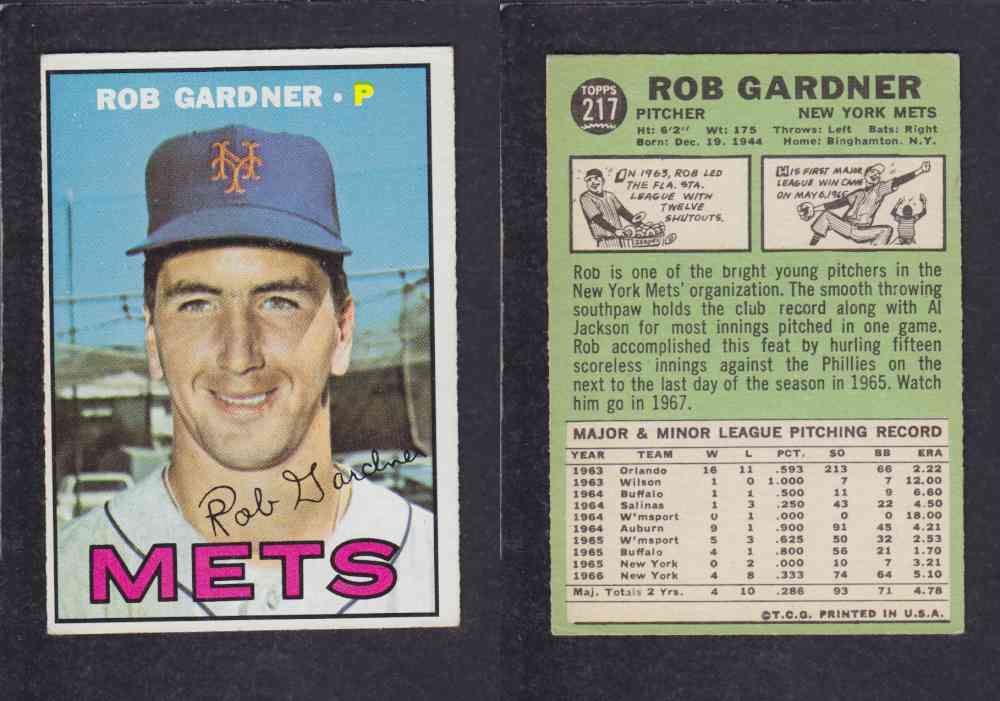 1967 TOPPS BASEBALL CARD #217 R. GARDNER photo 1967 TOPPS BASEBALL CARD #217 R. GARDNER photo