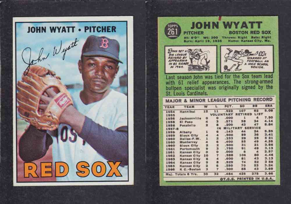 1967 TOPPS BASEBALL CARD #261 J. WYATT photo 1967 TOPPS BASEBALL CARD #261 J. WYATT photo