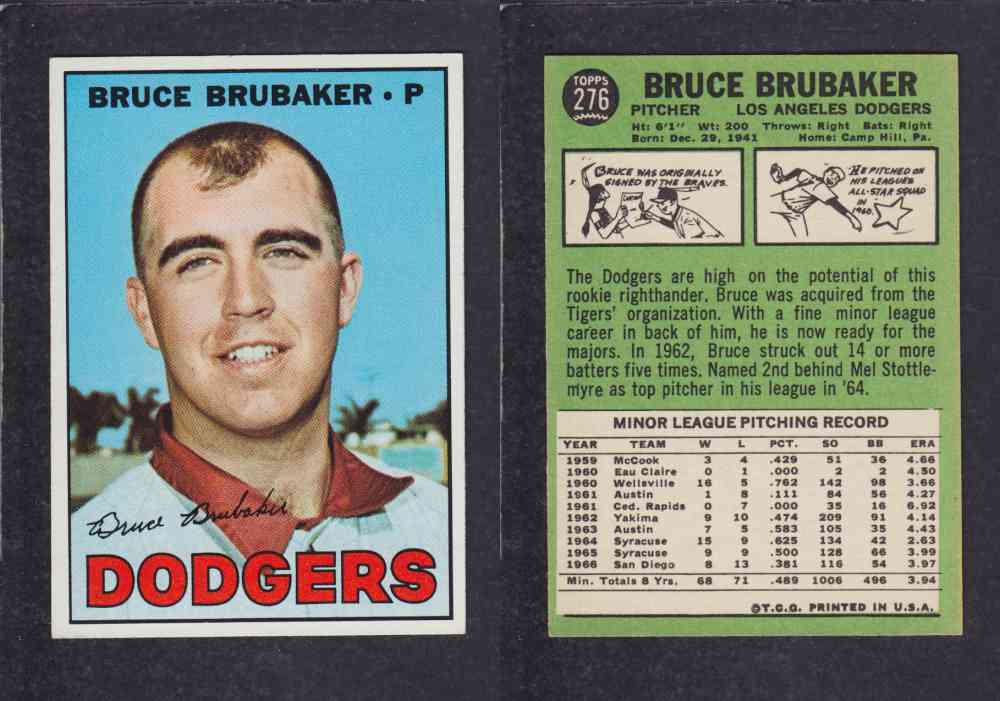 1967 TOPPS BASEBALL CARD #276 B. BRUBAKER photo 1967 TOPPS BASEBALL CARD #276 B. BRUBAKER photo