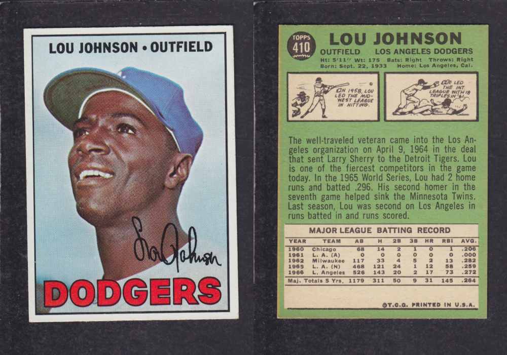 1967 TOPPS BASEBALL CARD #410 L. JOHNSON photo 1967 TOPPS BASEBALL CARD #410 L. JOHNSON photo