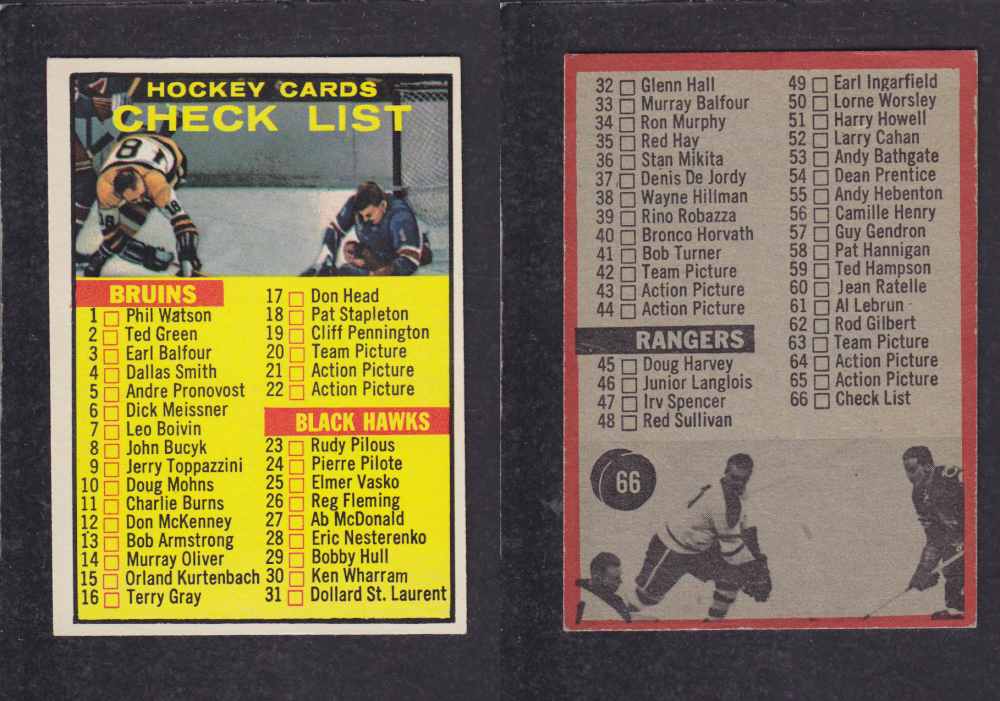 1961-62 TOPPS HOCKEY CARD #66 CHECK LIST photo 1961-62 TOPPS HOCKEY CARD #66 CHECK LIST photo