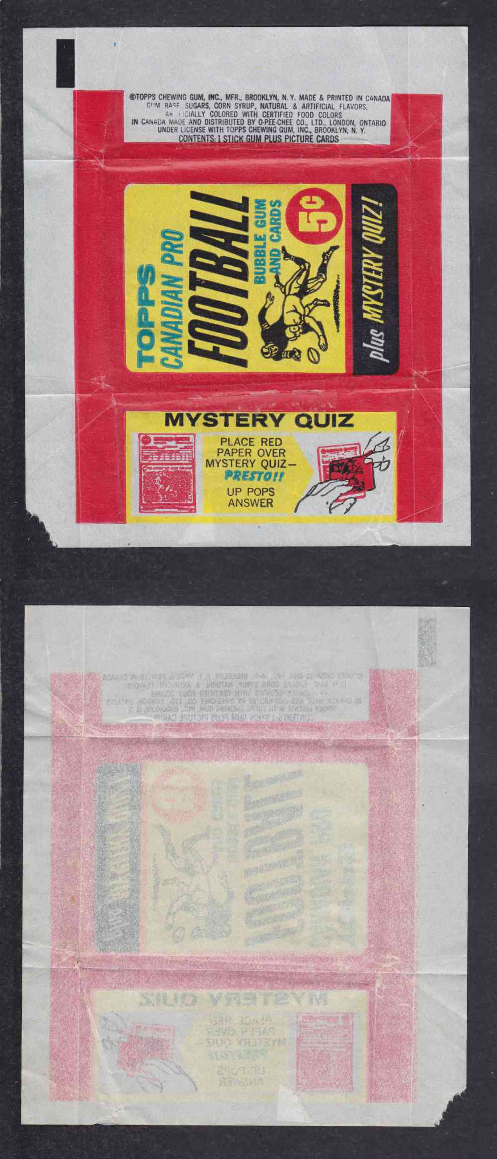 1963 CFL TOPPS FOOTBALL CARD WRAPPER photo 1963 CFL TOPPS FOOTBALL CARD WRAPPER photo