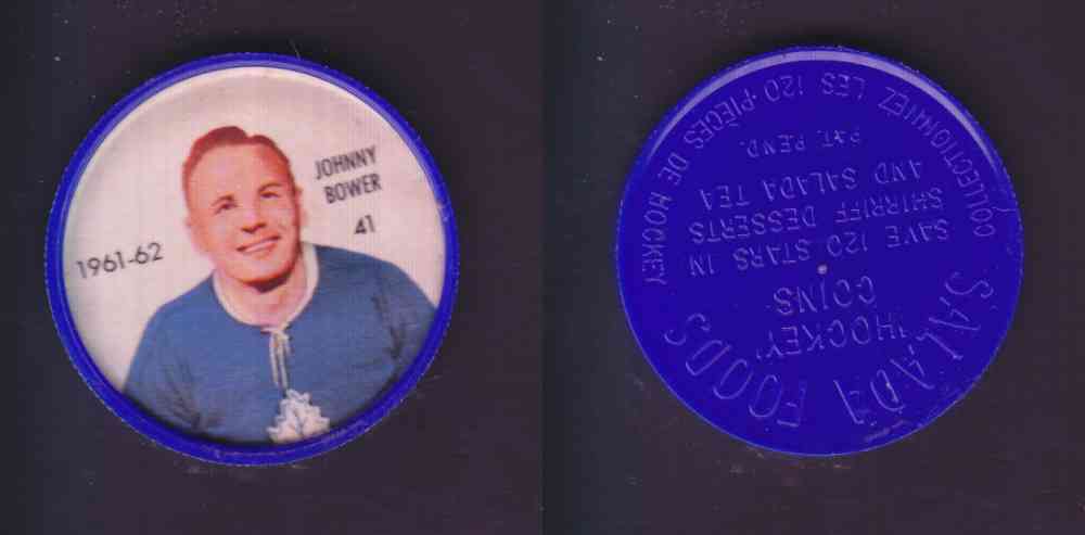 1961-62 SHIRRIFF SALADA HOCKEY COIN #41 J. BOWER photo 1961-62 SHIRRIFF SALADA HOCKEY COIN #41 J. BOWER photo