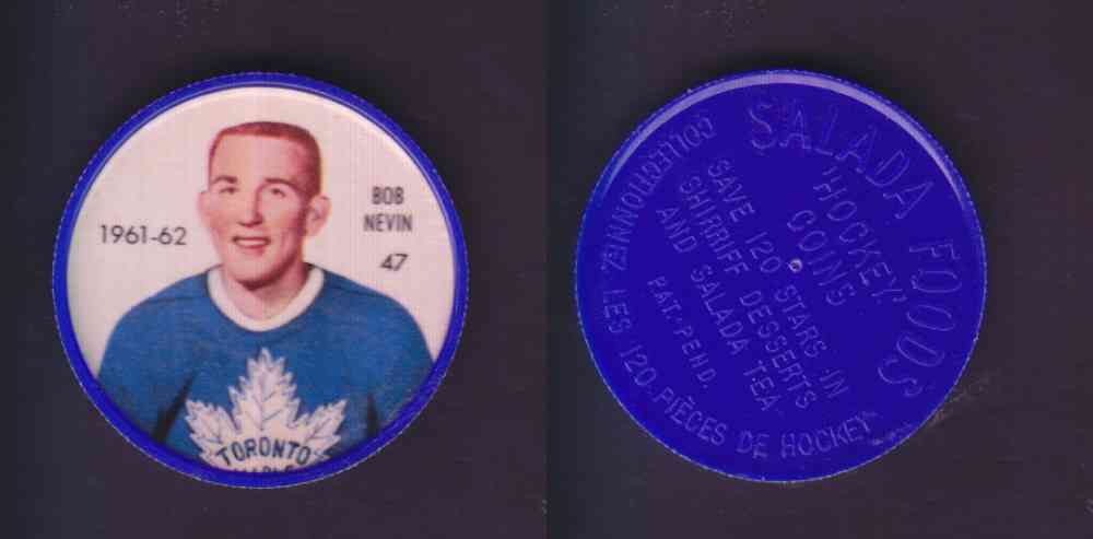 1961-62 SHIRRIFF SALADA HOCKEY COIN #47 B. NEVIN photo 1961-62 SHIRRIFF SALADA HOCKEY COIN #47 B. NEVIN photo