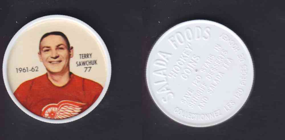 1961-62 SHIRRIFF SALADA HOCKEY COIN #77 T. SAWCHUK photo 1961-62 SHIRRIFF SALADA HOCKEY COIN #77 T. SAWCHUK photo
